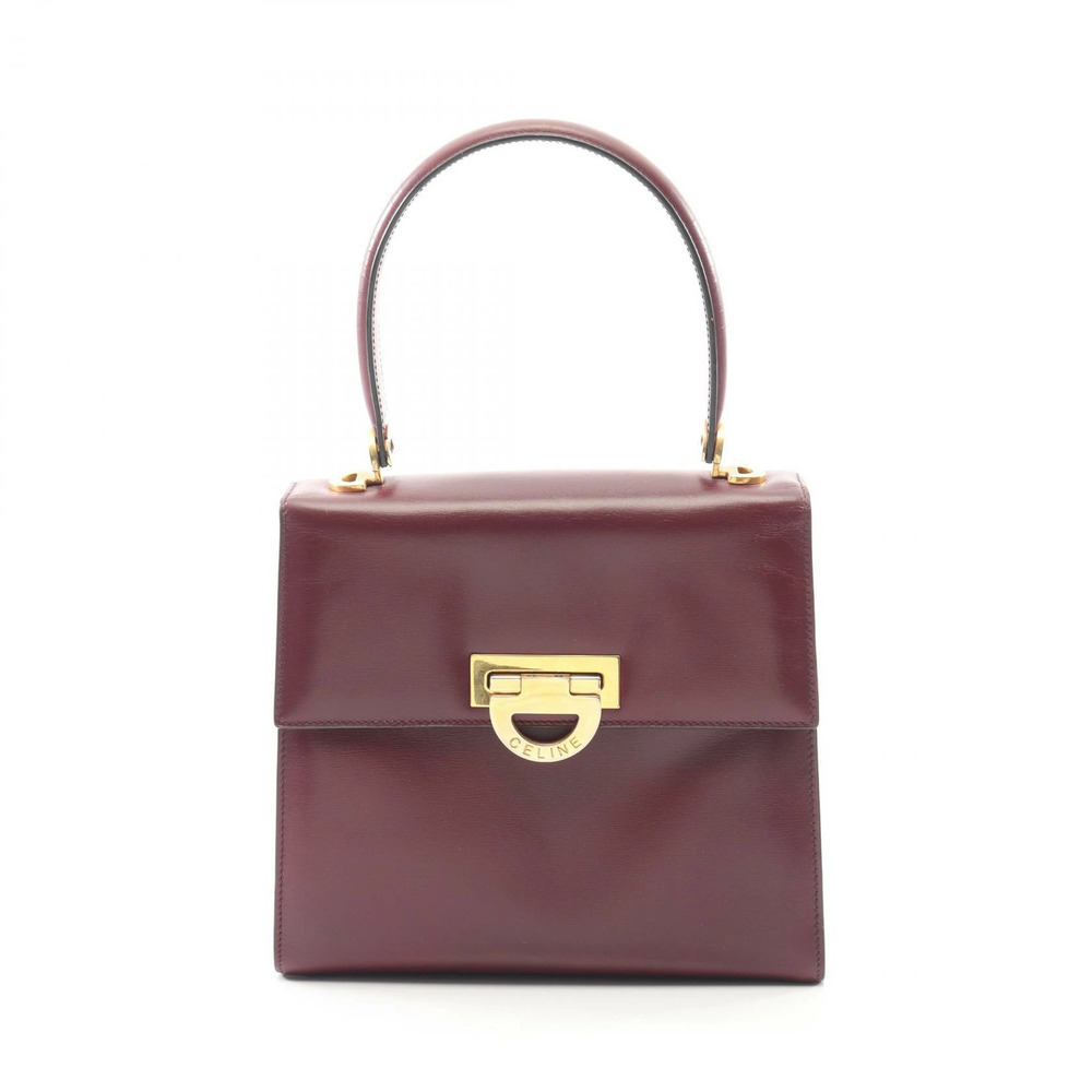 Celine handbag leather Burgundy Red